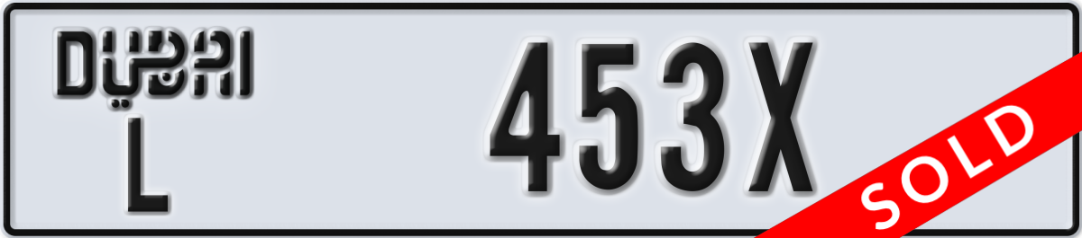 dubai License Plate Number 453X Code L