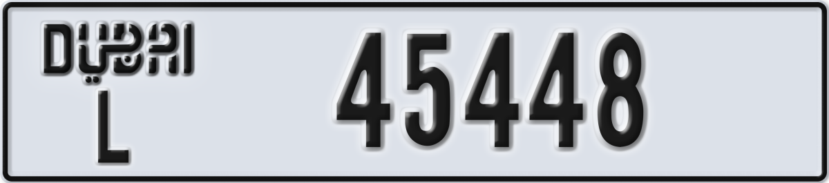 dubai License Plate Number 45448 Code L