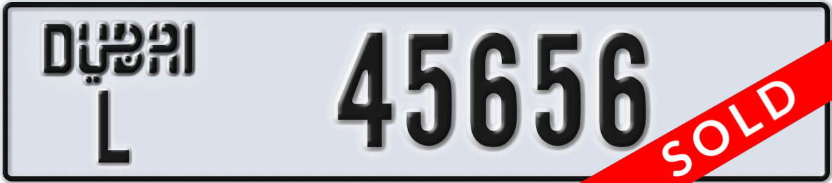 dubai License Plate Number 45656 Code L