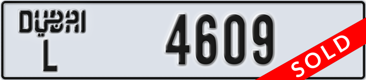 dubai License Plate Number 4609 Code L