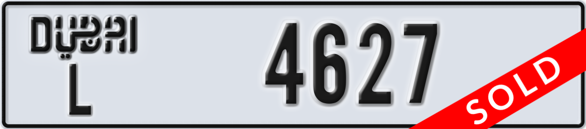 dubai License Plate Number 4627 Code L