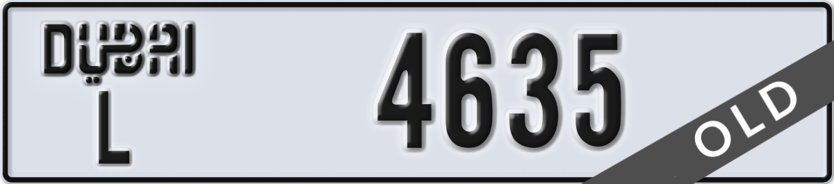 dubai License Plate Number 4635 Code L
