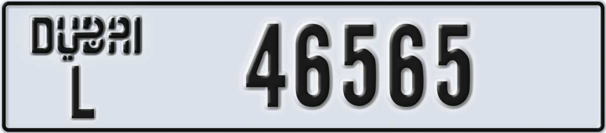 dubai License Plate Number 46565 Code L