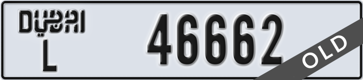 dubai License Plate Number 46662 Code L