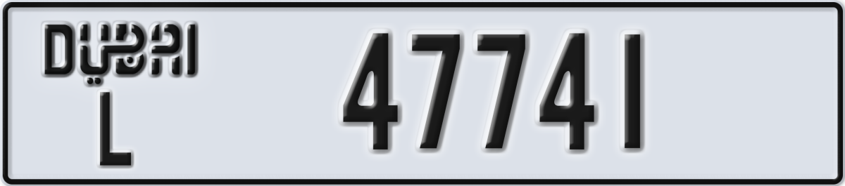 dubai License Plate Number 47741 Code L