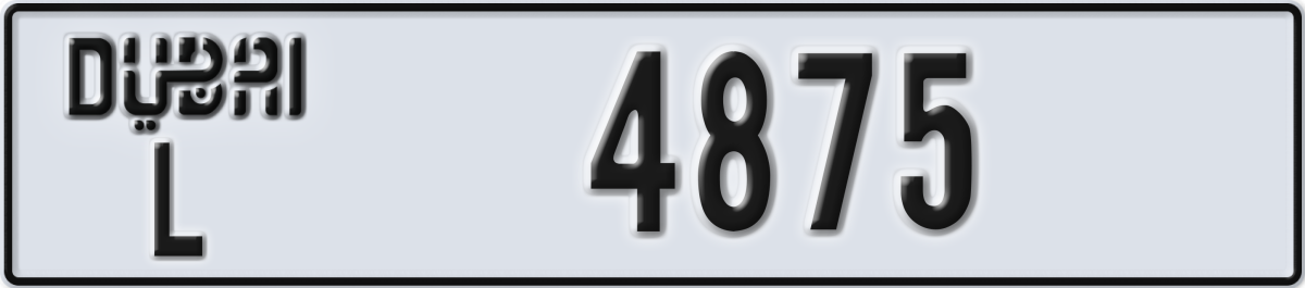 dubai License Plate Number 4875 Code L