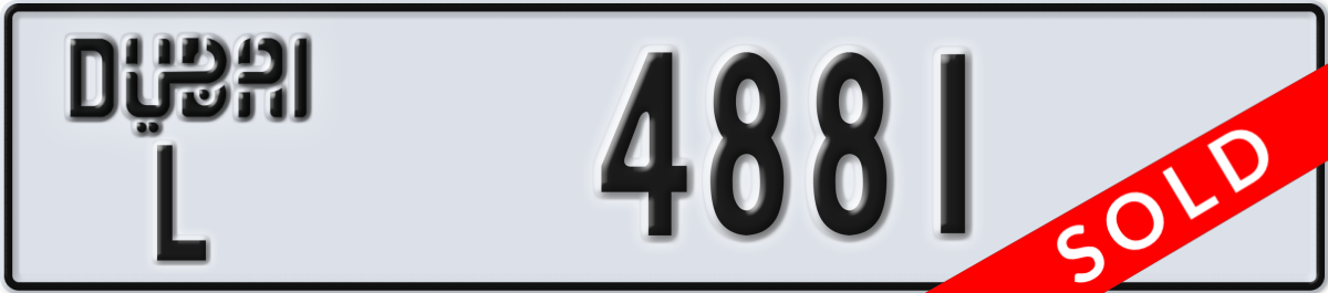dubai License Plate Number 4881 Code L