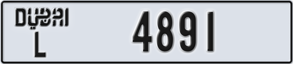 dubai License Plate Number 4891 Code L