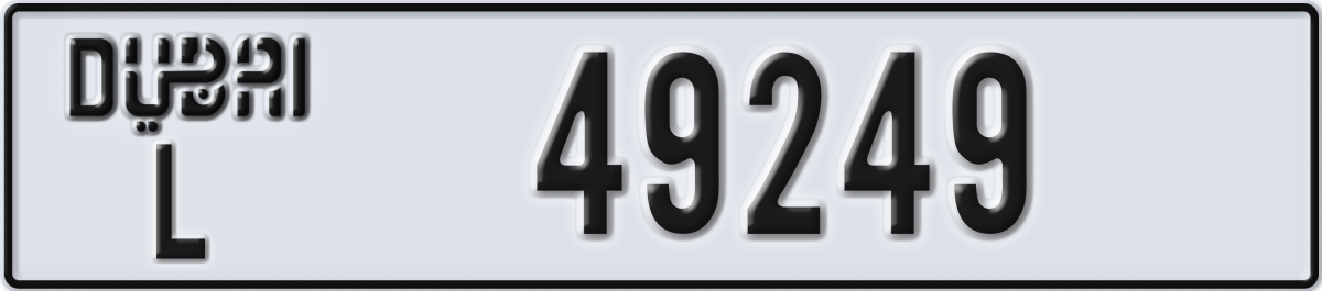 dubai License Plate Number 49249 Code L