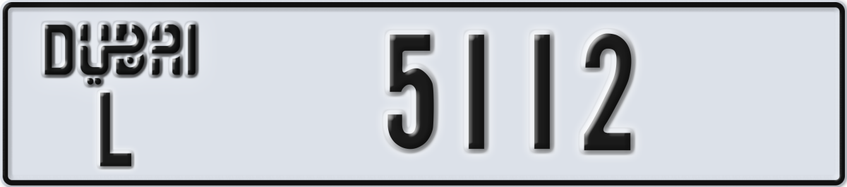 dubai License Plate Number 5112 Code L
