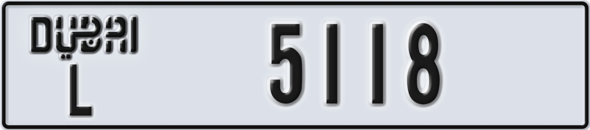 dubai License Plate Number 5118 Code L