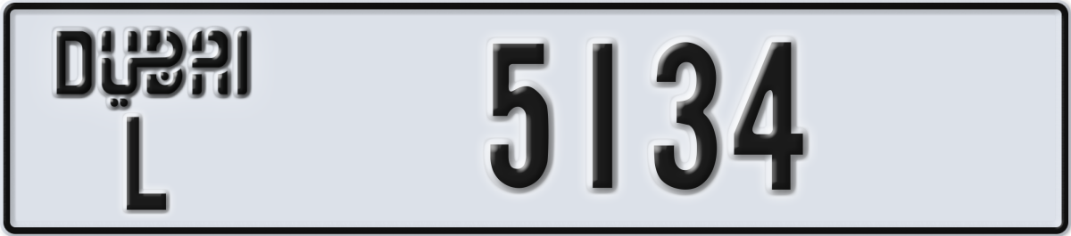 dubai License Plate Number 5134 Code L