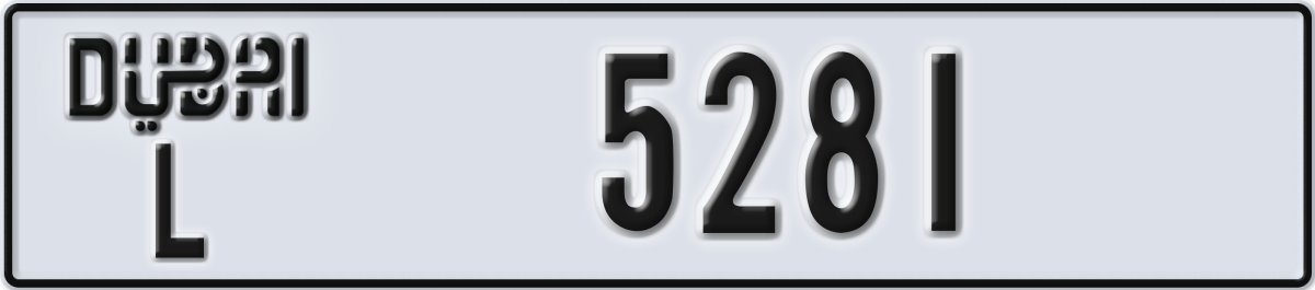 dubai License Plate Number 5281 Code L