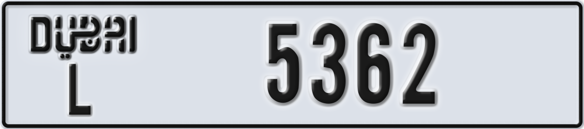 dubai License Plate Number 5362 Code L
