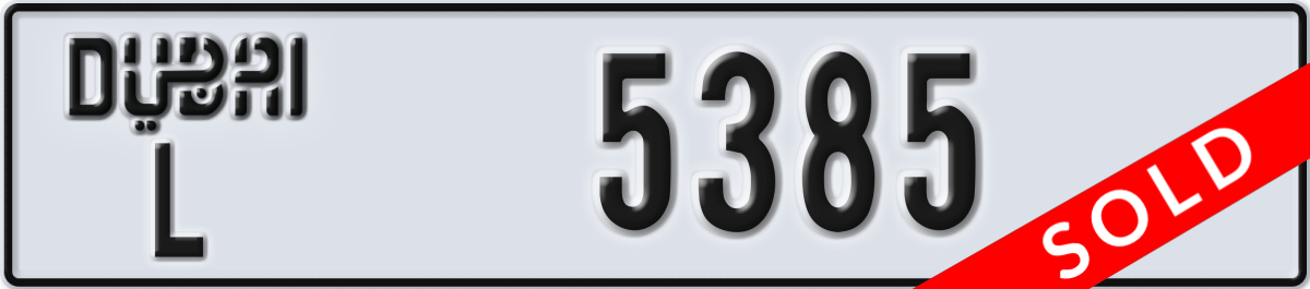 dubai License Plate Number 5385 Code L