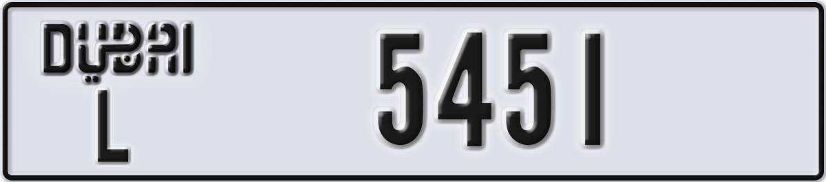 dubai License Plate Number 5451 Code L