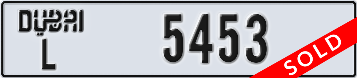 dubai License Plate Number 5453 Code L
