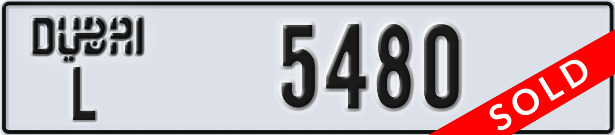dubai License Plate Number 5480 Code L