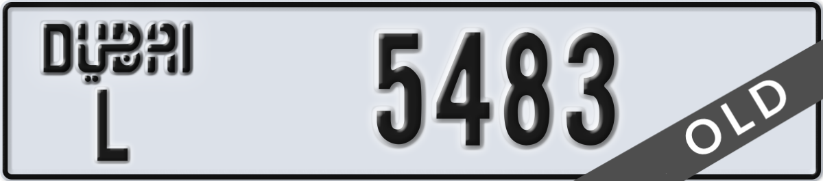 dubai License Plate Number 5483 Code L
