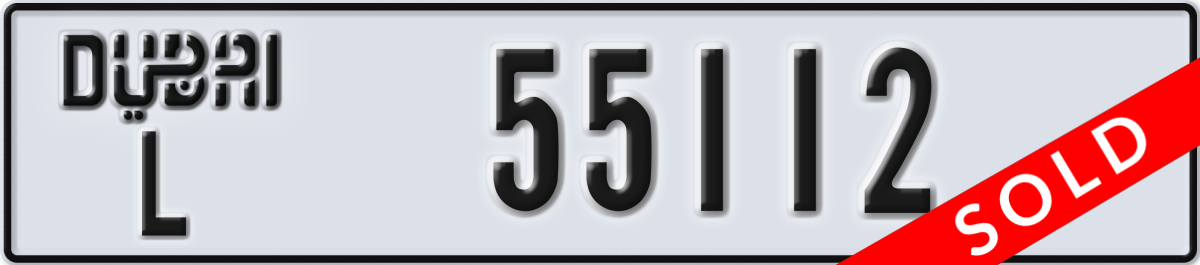 dubai License Plate Number 55112 Code L