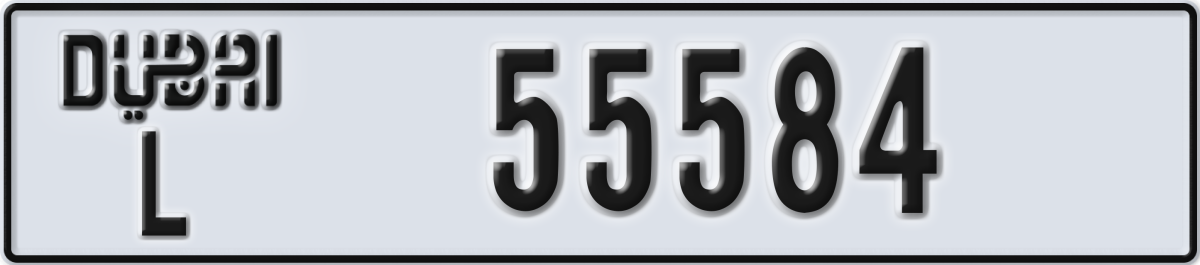 dubai License Plate Number 55584 Code L