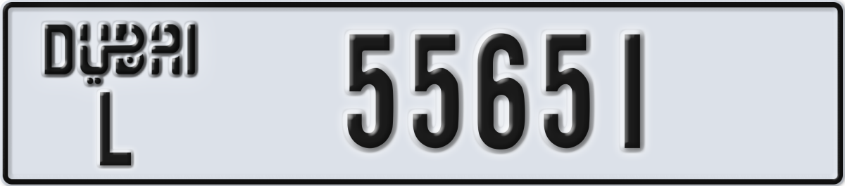 dubai License Plate Number 55651 Code L