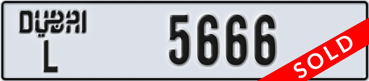 dubai License Plate Number 5666 Code L