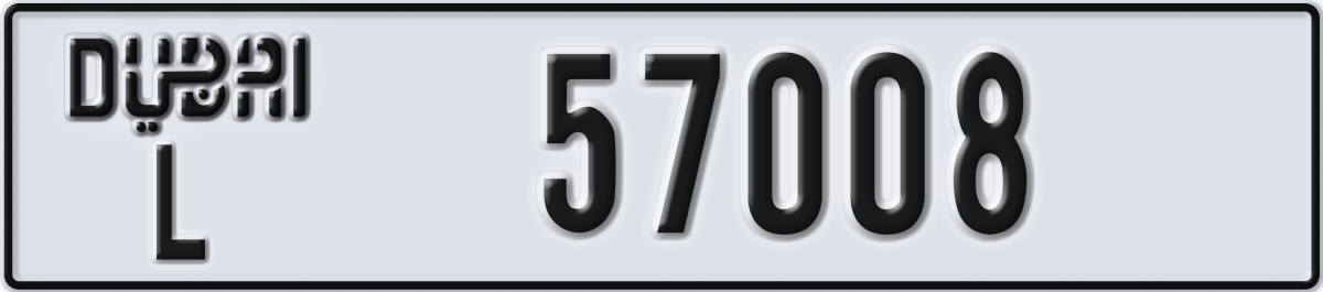 dubai License Plate Number 57008 Code L