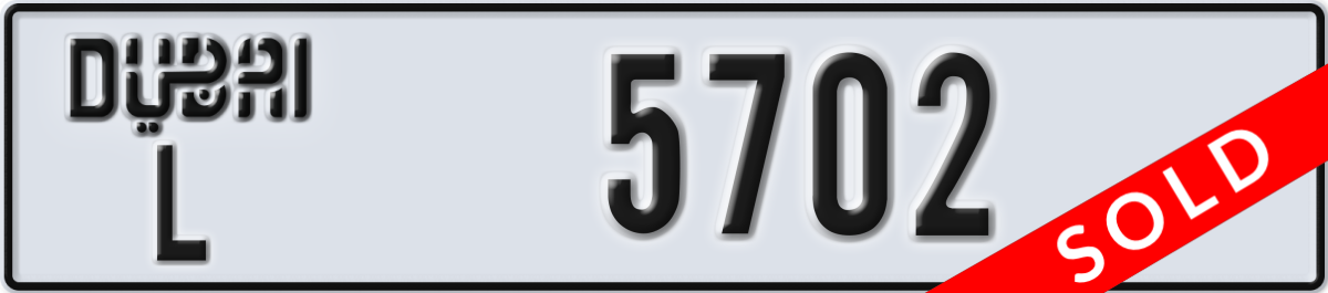 dubai License Plate Number 5702 Code L