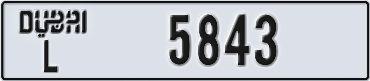 dubai License Plate Number 5843 Code L