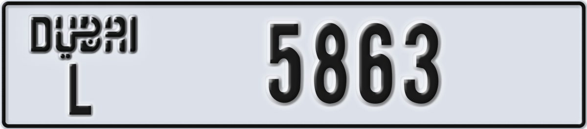 dubai License Plate Number 5863 Code L
