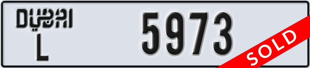 dubai License Plate Number 5973 Code L