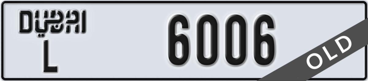dubai License Plate Number 6006 Code L