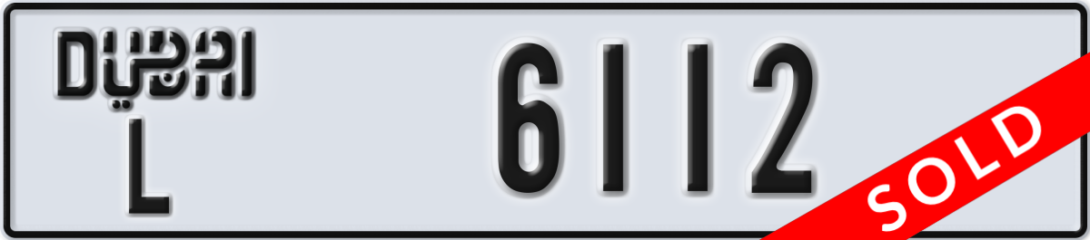 dubai License Plate Number 6112 Code L