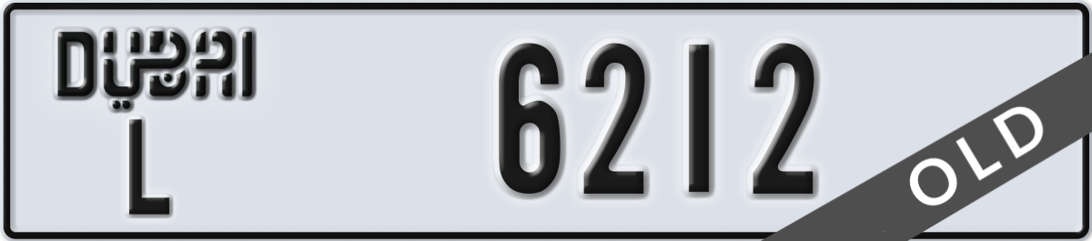 dubai License Plate Number 6212 Code L