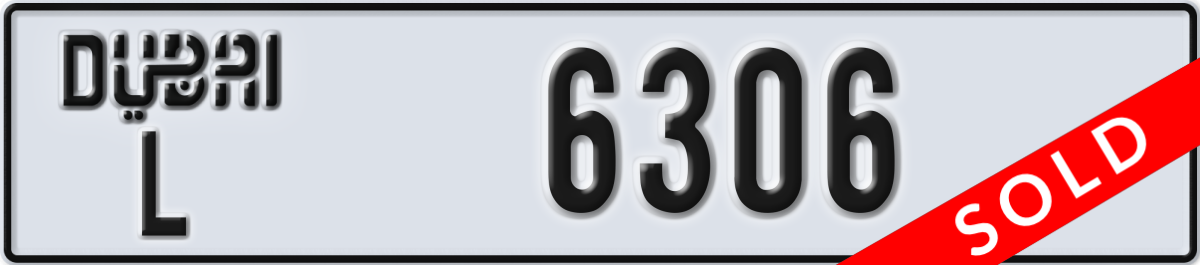 dubai License Plate Number 6306 Code L