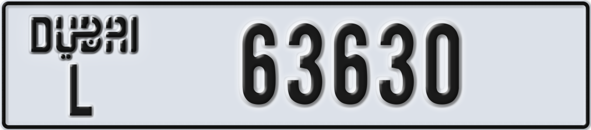 dubai License Plate Number 63630 Code L