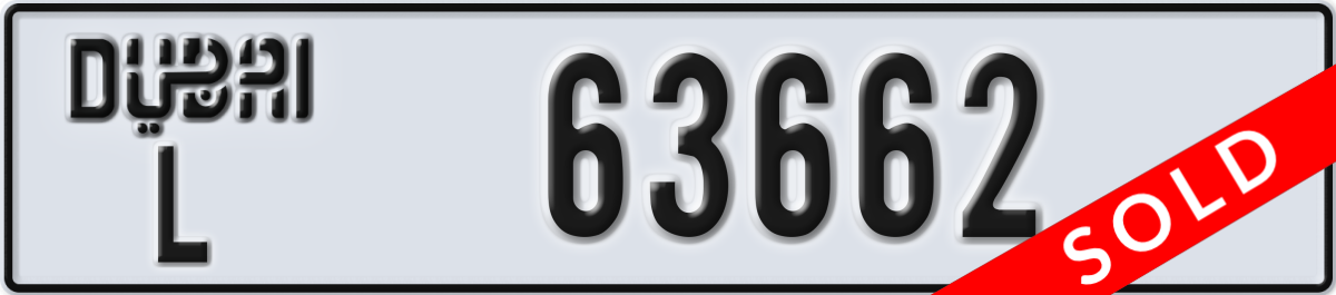 dubai License Plate Number 63662 Code L