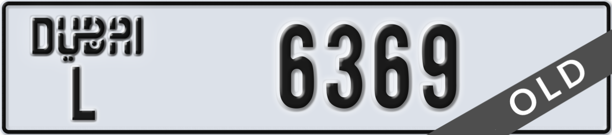 dubai License Plate Number 6369 Code L