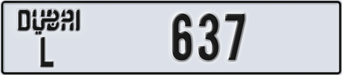 dubai License Plate Number 637 Code L