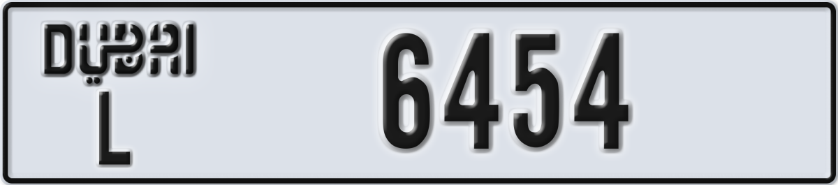 dubai License Plate Number 6454 Code L