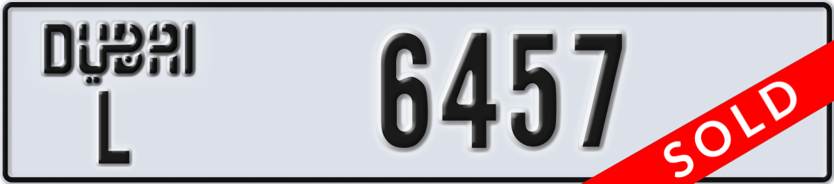 dubai License Plate Number 6457 Code L