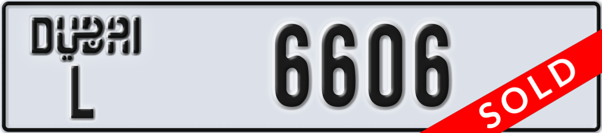 dubai License Plate Number 6606 Code L