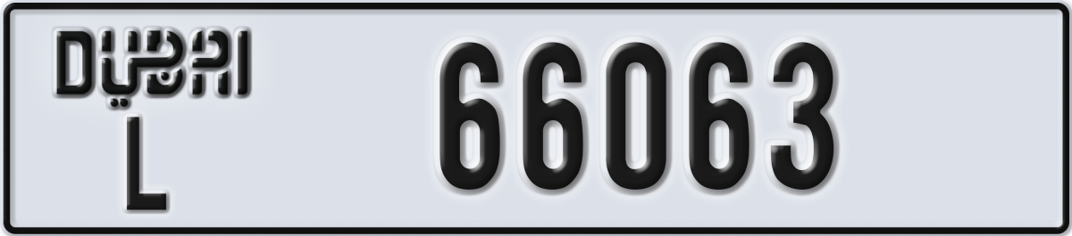 dubai License Plate Number 66063 Code L