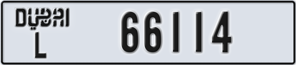 dubai License Plate Number 66114 Code L
