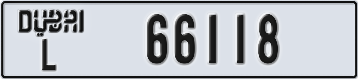 dubai License Plate Number 66118 Code L