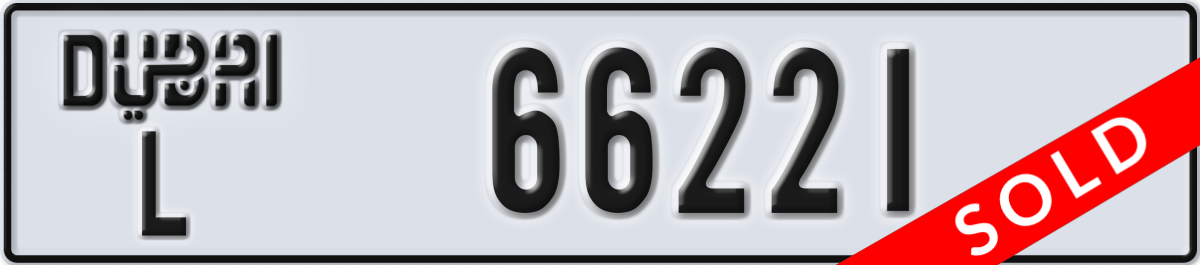 dubai License Plate Number 66221 Code L