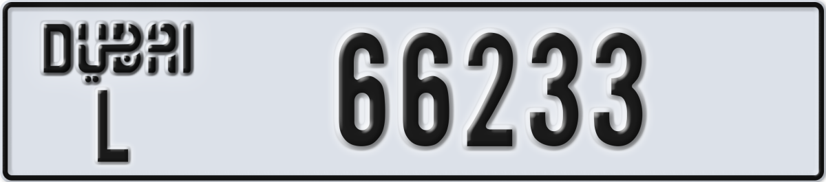 dubai License Plate Number 66233 Code L