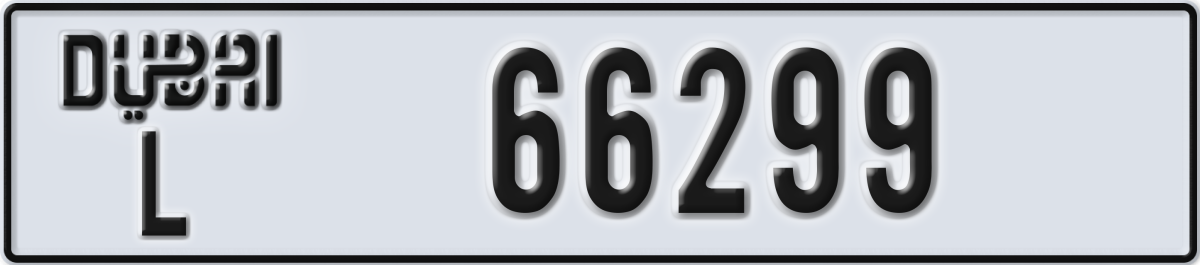 dubai License Plate Number 66299 Code L
