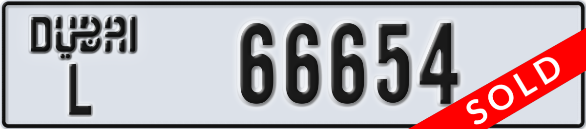 dubai License Plate Number 66654 Code L